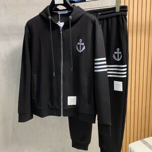 Black Thom Browne 4-Bar Anchor Hoodie & Joggers Set